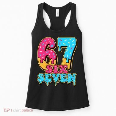 6-7 Baseball Drip Number 67 Player Or 67th Birthday Meme Women's Tank Top