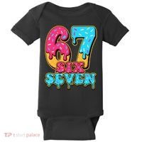 6-7 Baseball Drip Number 67 Player Or 67th Birthday Meme Baby Bodysuit thumb 0