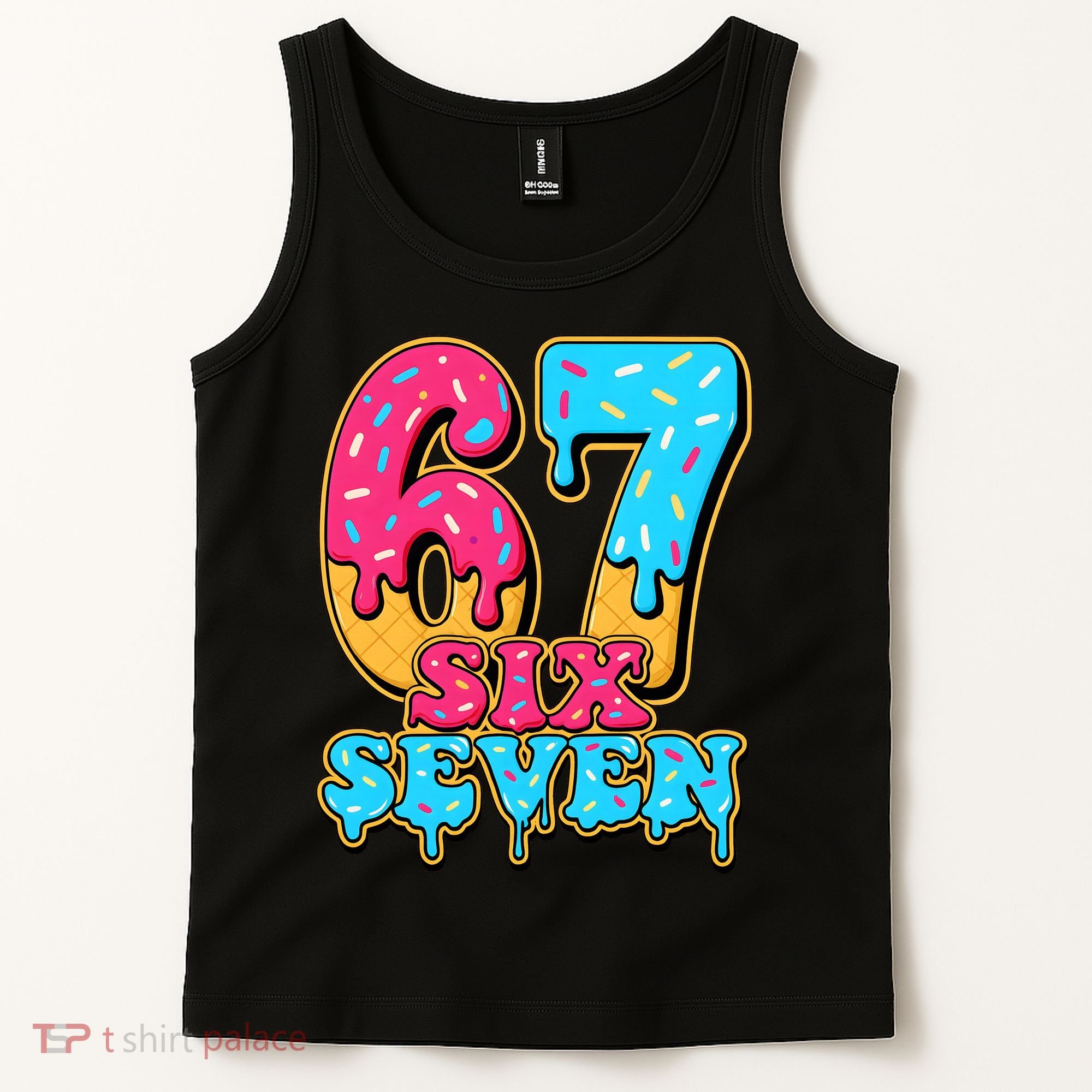 6-7 Baseball Drip Number 67 Player Or 67th Birthday Meme Tank Top