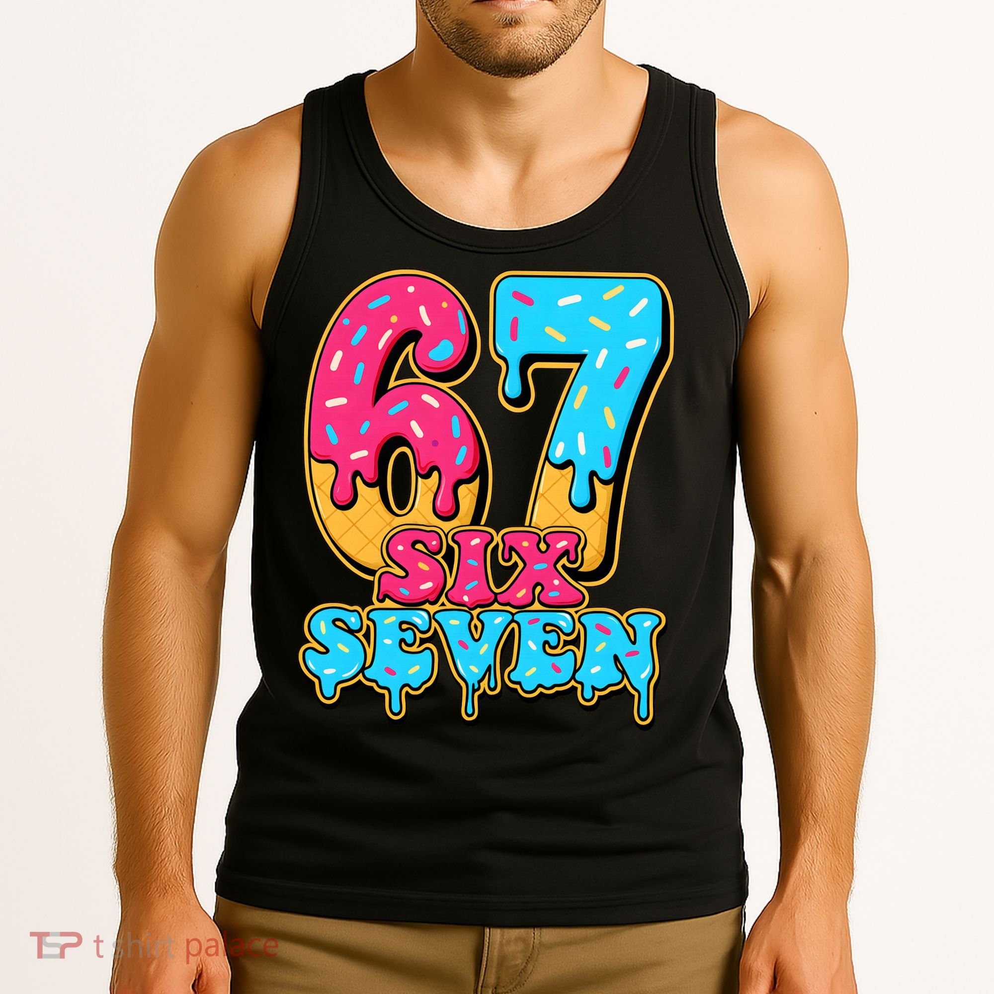 6-7 Baseball Drip Number 67 Player Or 67th Birthday Meme Tank Top