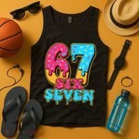 6-7 Baseball Drip Number 67 Player Or 67th Birthday Meme Tank Top thumb 4