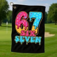 6-7 Baseball Drip Number 67 Player Or 67th Birthday Meme Golf Towel thumb 1