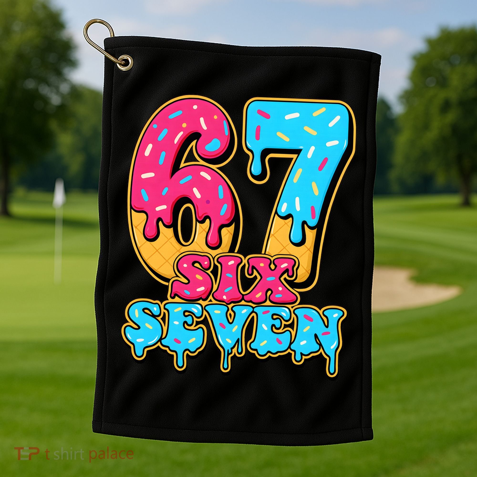 6-7 Baseball Drip Number 67 Player Or 67th Birthday Meme Golf Towel