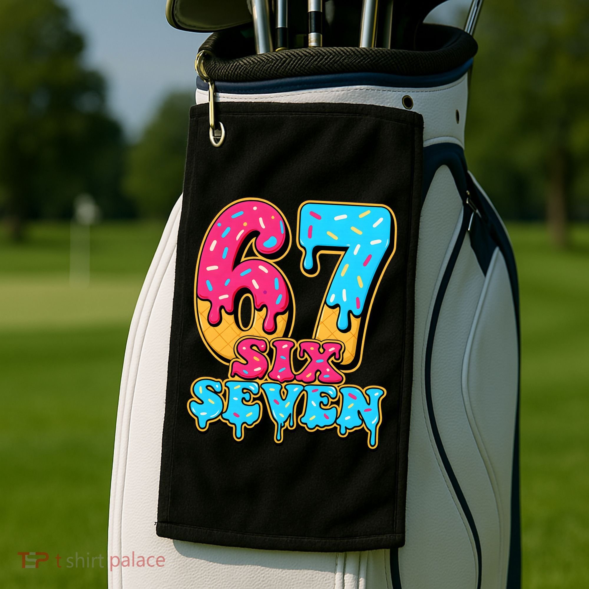 6-7 Baseball Drip Number 67 Player Or 67th Birthday Meme Golf Towel