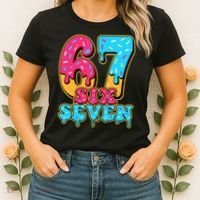 6-7 Baseball Drip Number 67 Player Or 67th Birthday Meme Women's T-Shirt thumb 2