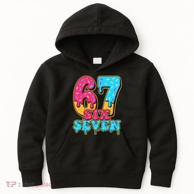 6-7 Baseball Drip Number 67 Player Or 67th Birthday Meme Kids Hoodie