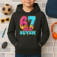 6-7 Baseball Drip Number 67 Player Or 67th Birthday Meme Kids Hoodie thumb 2