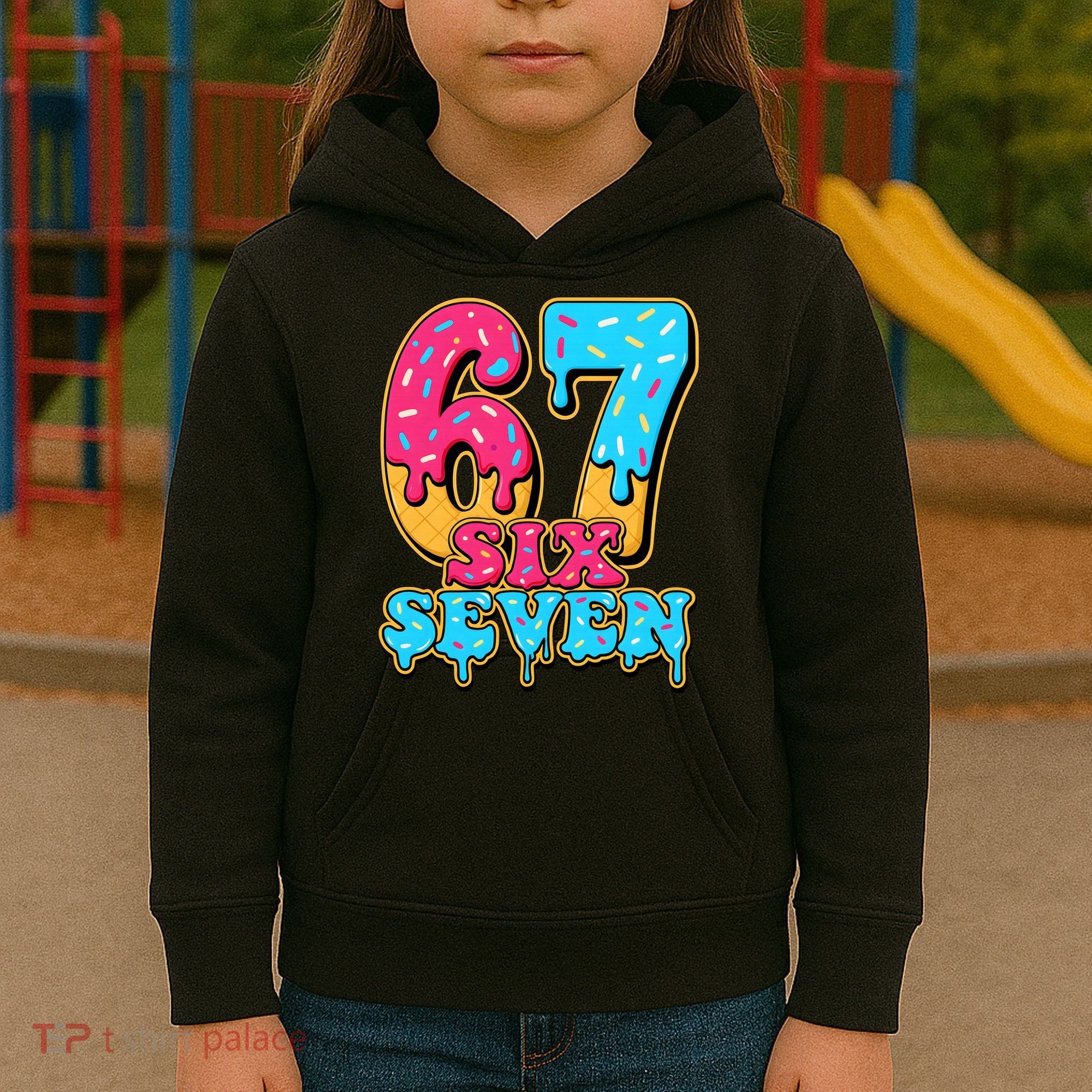 6-7 Baseball Drip Number 67 Player Or 67th Birthday Meme Kids Hoodie