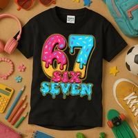 6-7 Baseball Drip Number 67 Player Or 67th Birthday Meme Kids T-Shirt thumb 3