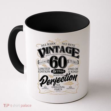 60th Birthday Est 1966 All Bark No Bite Vintage Birthday  Coffee Mug