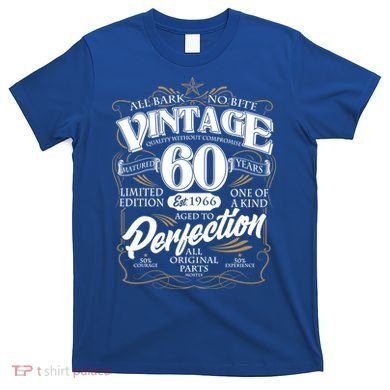 60th Birthday Est 1966 All Bark No Bite Vintage Birthday  T-Shirt