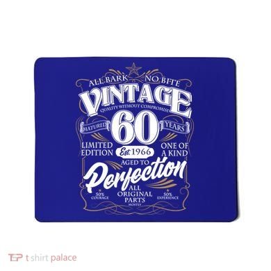 60th Birthday Est 1966 All Bark No Bite Vintage Birthday  Mousepad