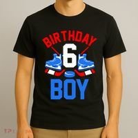 6th Birthday For Girl Boy 6 Yrs Old Ice Hockey Fan T-Shirt thumb 3