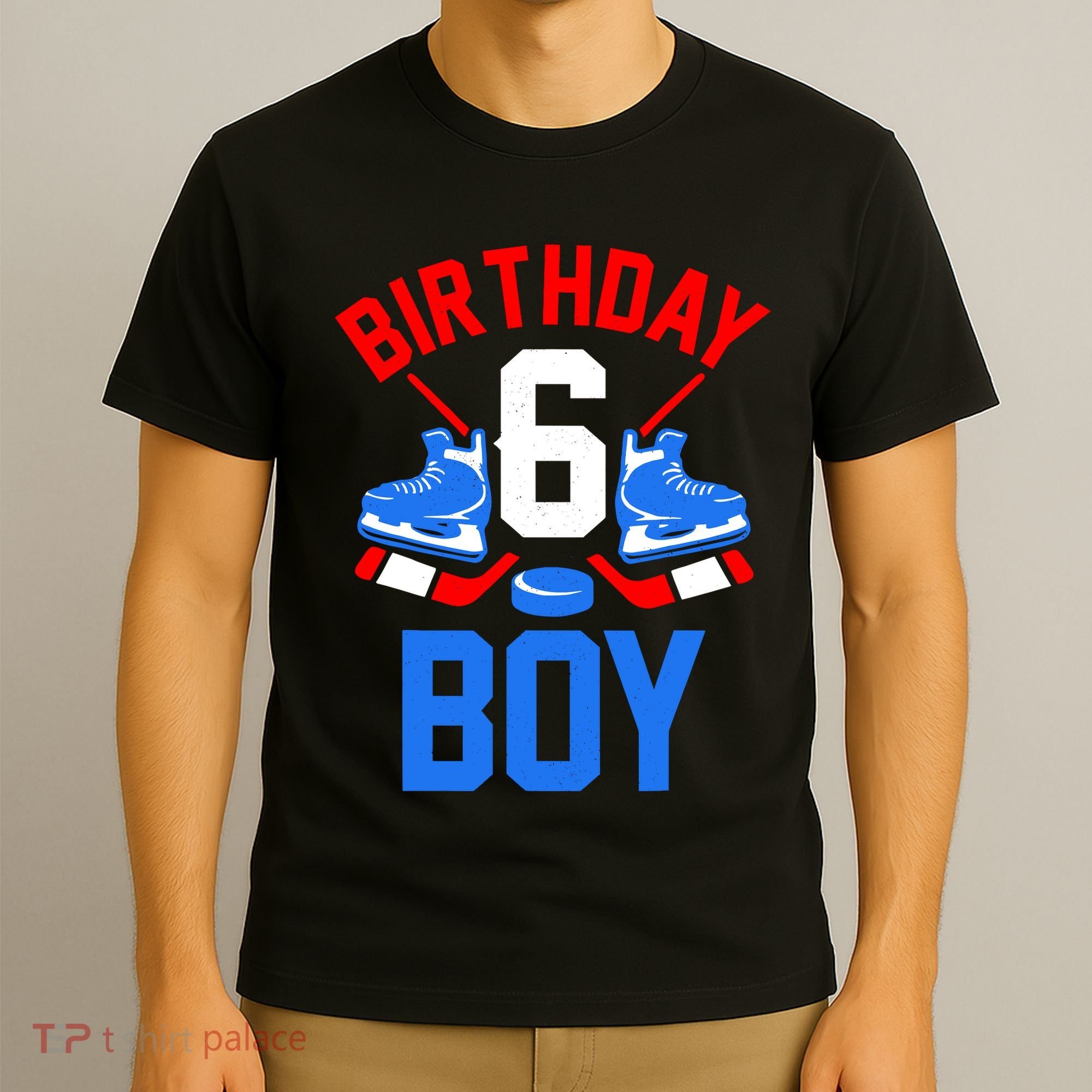 6th Birthday For Girl Boy 6 Yrs Old Ice Hockey Fan T-Shirt