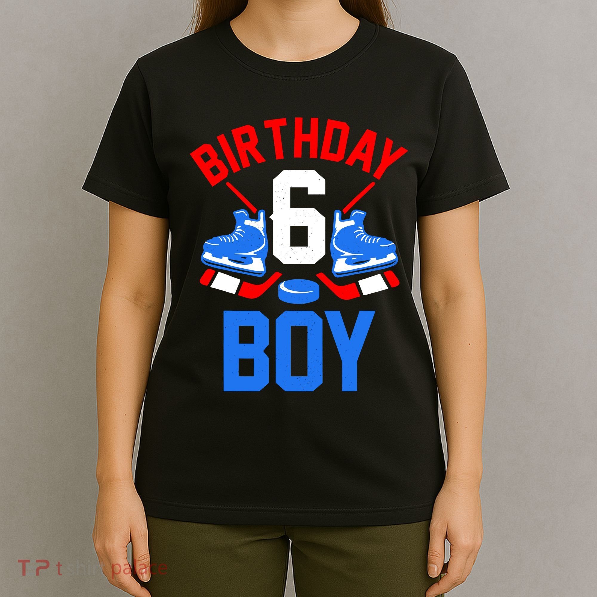 6th Birthday For Girl Boy 6 Yrs Old Ice Hockey Fan T-Shirt