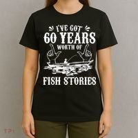 60th Birthday Fisherman  Funny Bass Fishing Gift Idea T-Shirt thumb 4