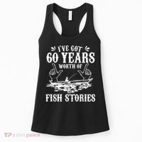 60th Birthday Fisherman  Funny Bass Fishing Gift Idea Women's Tank Top thumb 0