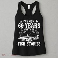 60th Birthday Fisherman  Funny Bass Fishing Gift Idea Women's Tank Top thumb 3