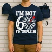 60th Birthday Funny Triple 20 Darts T-Shirt thumb 6