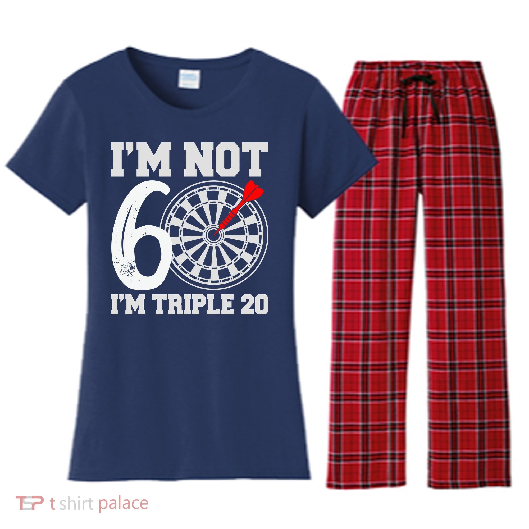 60th Birthday Funny Triple 20 Darts Women's Flannel Pajama Set