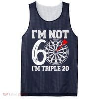 60th Birthday Funny Triple 20 Darts Mesh Reversible Basketball Jersey Tank thumb 0