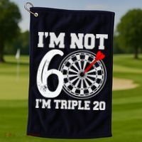 60th Birthday Funny Triple 20 Darts Golf Towel thumb 1