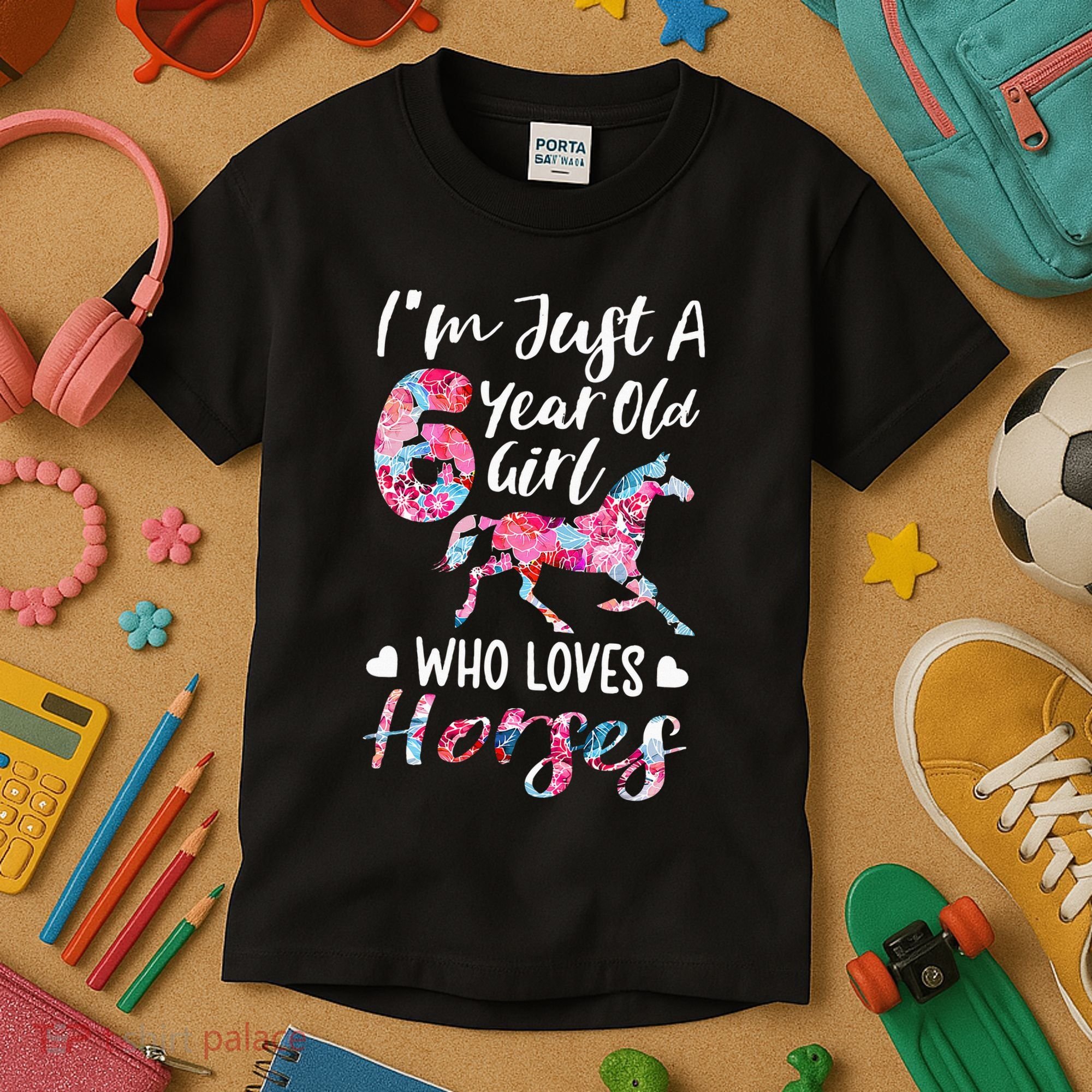 6th birthday for horse lover Just A 6 years old Kids T-Shirt