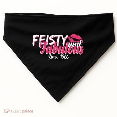 60th Birthday Feisty And Fabulous Since 1966  USA-Made Doggie Bandana