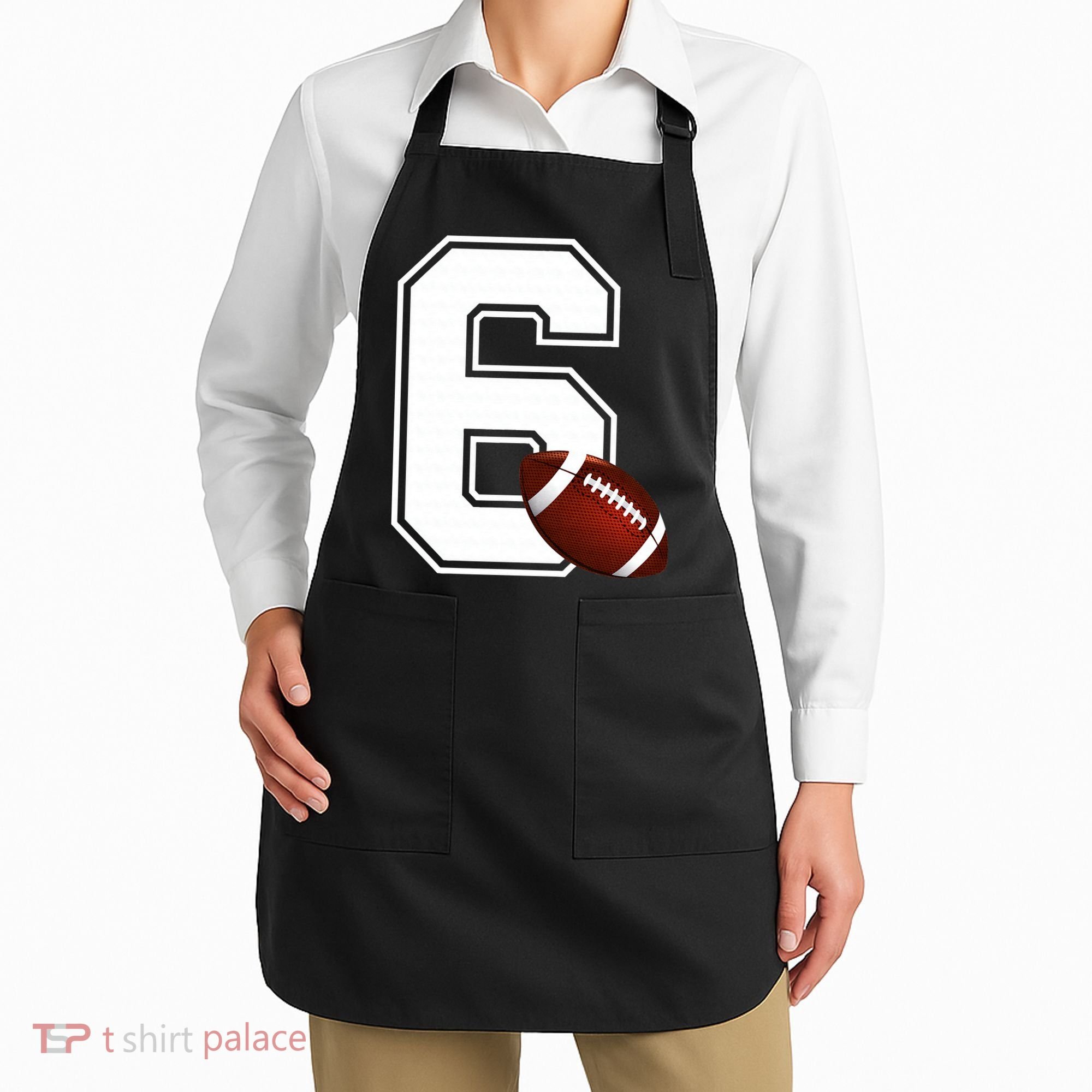 6th Birthday Football Big Number 6 Year Old Apron