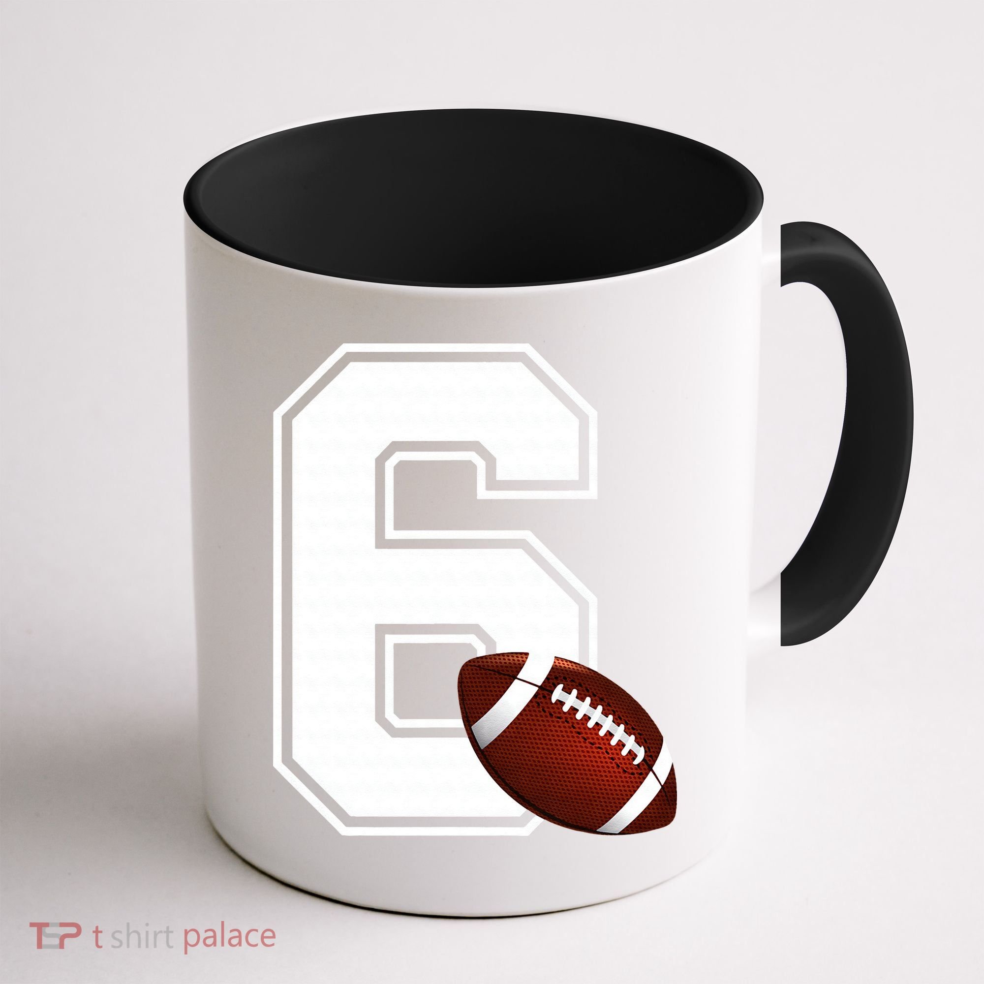 6th Birthday Football Big Number 6 Year Old Coffee Mug