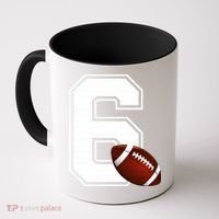 6th Birthday Football Big Number 6 Year Old Coffee Mug thumb 0