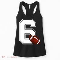 6th Birthday Football Big Number 6 Year Old Women's Tank Top thumb 0