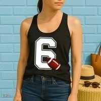 6th Birthday Football Big Number 6 Year Old Women's Tank Top thumb 2
