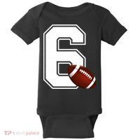 6th Birthday Football Big Number 6 Year Old Baby Bodysuit thumb 0