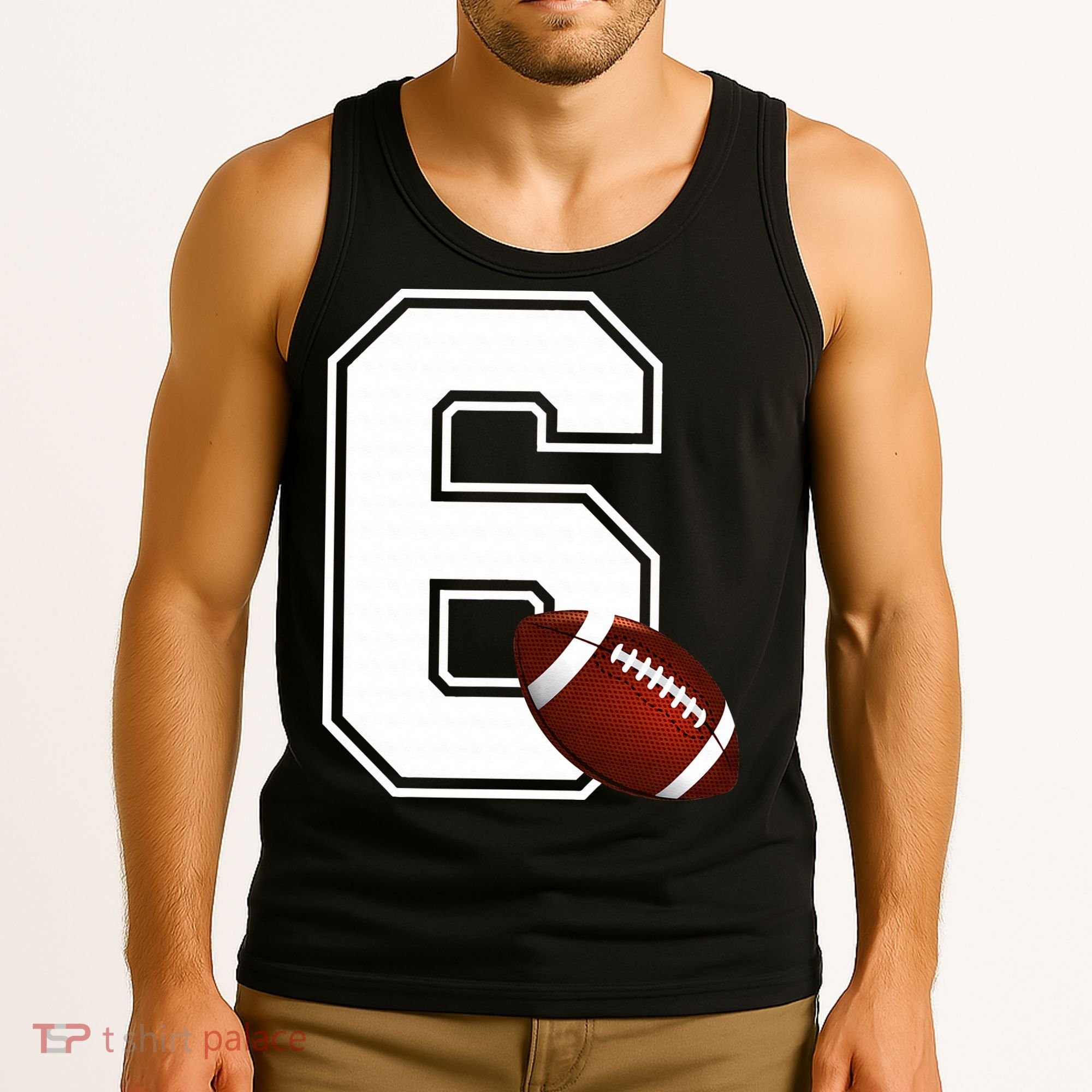 6th Birthday Football Big Number 6 Year Old Tank Top