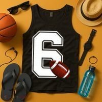 6th Birthday Football Big Number 6 Year Old Tank Top thumb 4