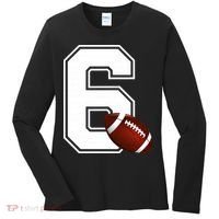 6th Birthday Football Big Number 6 Year Old Women's Long Sleeve Shirt thumb 0