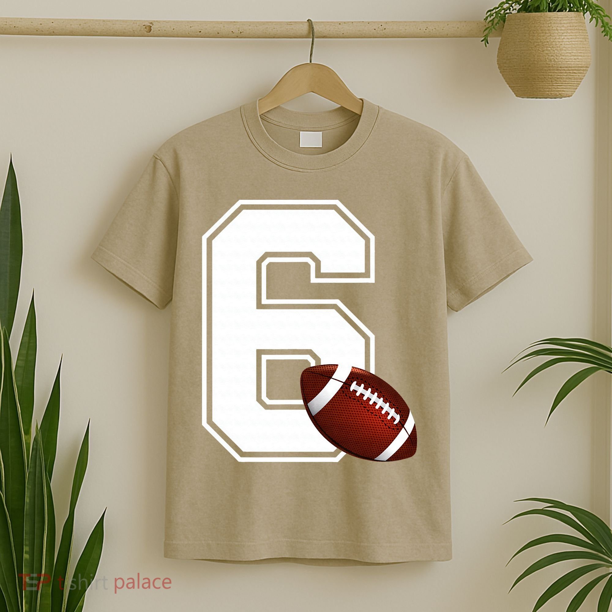 6th Birthday Football Big Number 6 Year Old T-Shirt