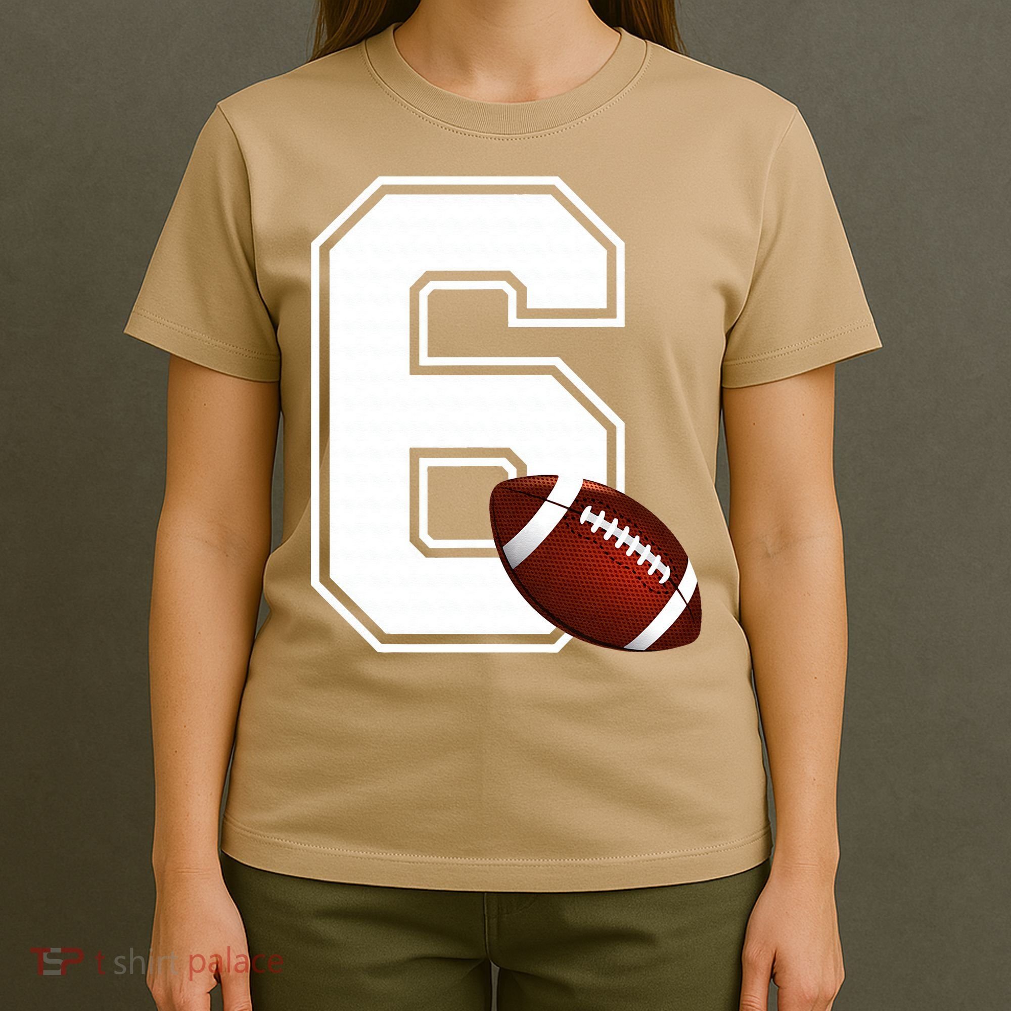 6th Birthday Football Big Number 6 Year Old T-Shirt
