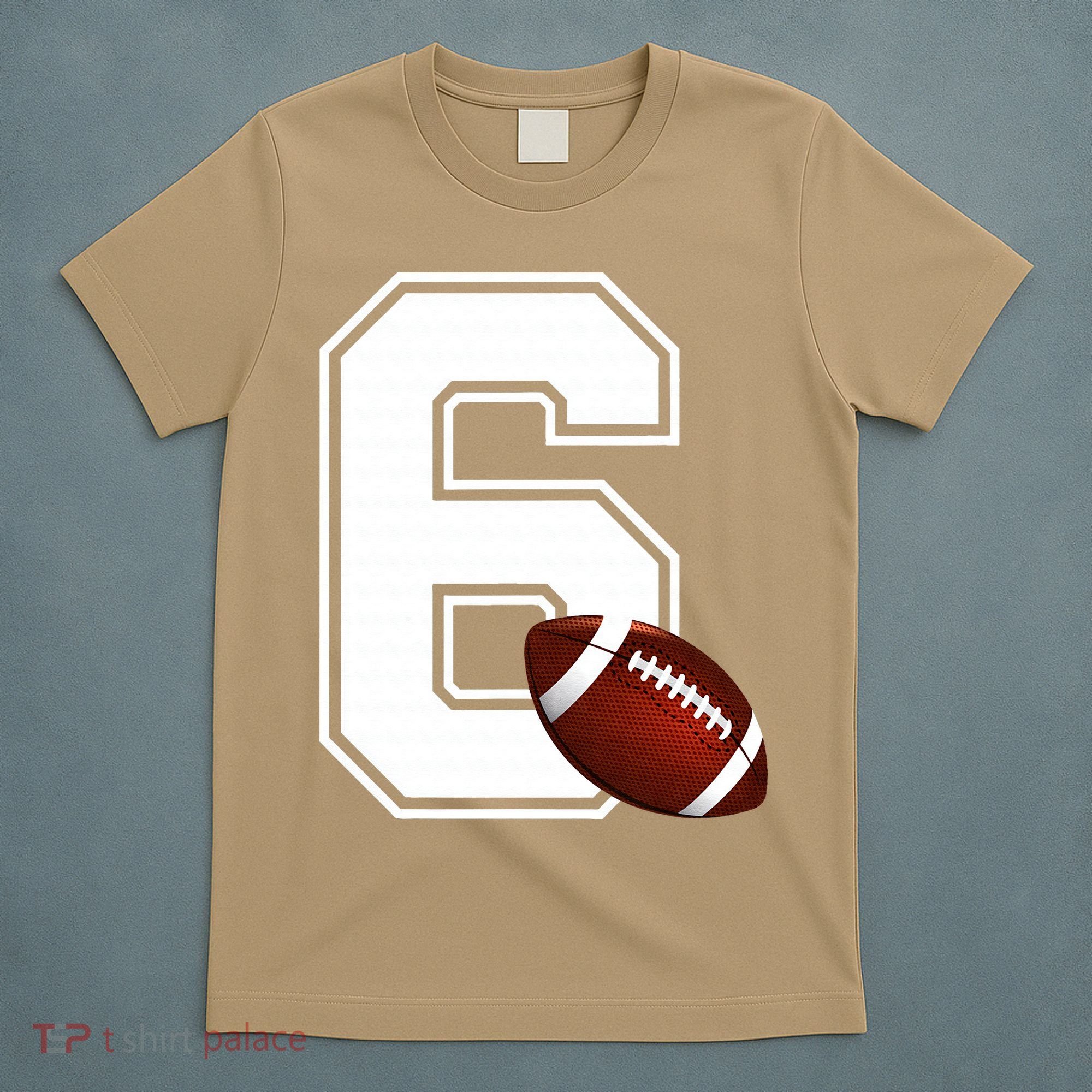 6th Birthday Football Big Number 6 Year Old T-Shirt