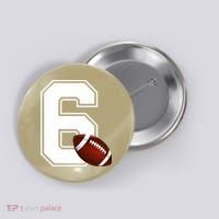 6th Birthday Football Big Number 6 Year Old Button thumb 0