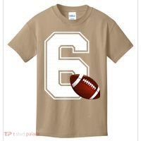 6th Birthday Football Big Number 6 Year Old Kids T-Shirt thumb 0