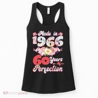 60th Birthday Floral Made In 1966 60 Years Of Perfection Women's Tank Top thumb 0