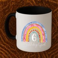 6th Birthday For Girl Rainbow 6 Year Old Birthday Coffee Mug thumb 2