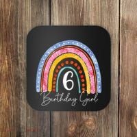 6th Birthday For Girl Rainbow 6 Year Old Birthday Coaster thumb 0
