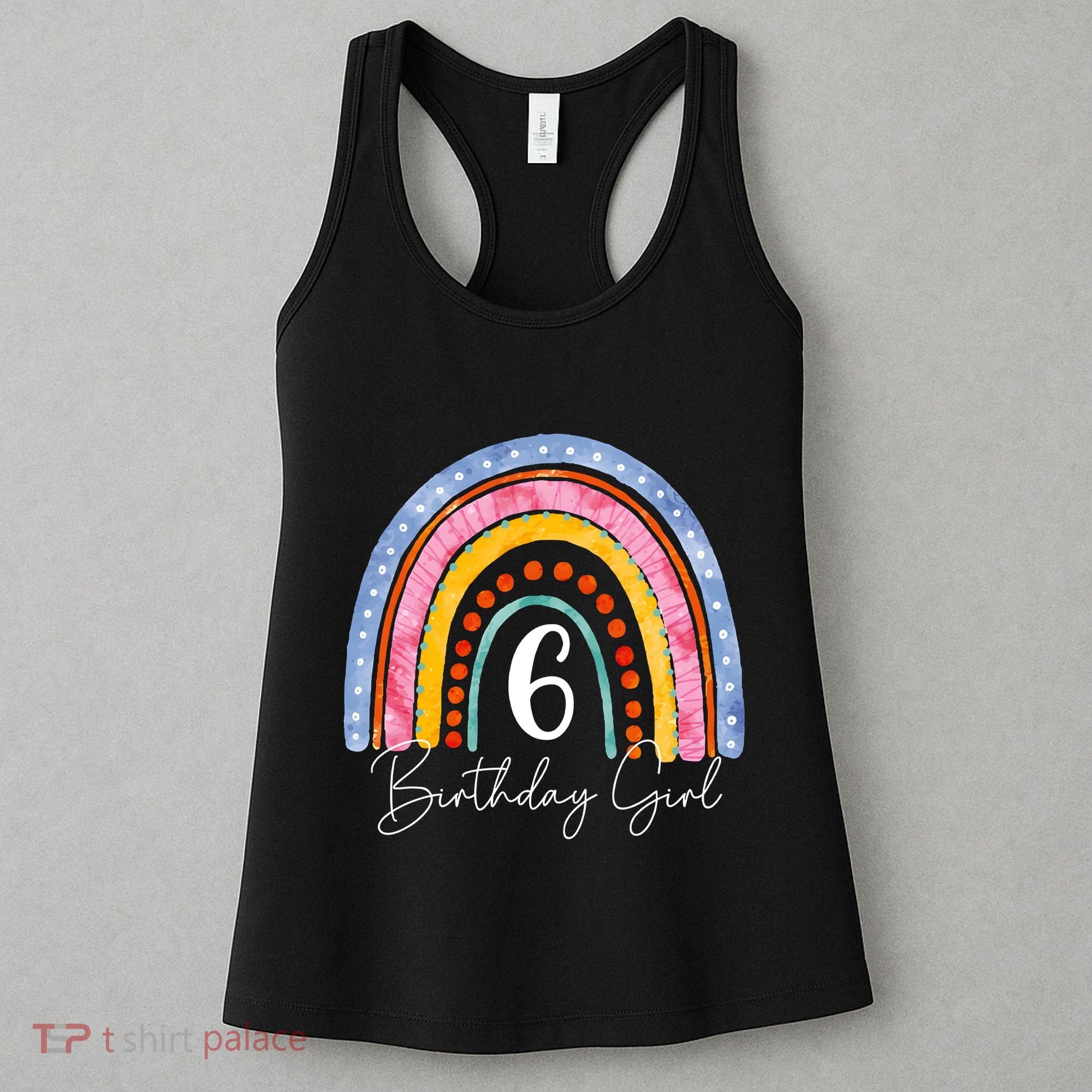 6th Birthday For Girl Rainbow 6 Year Old Birthday Women's Tank Top
