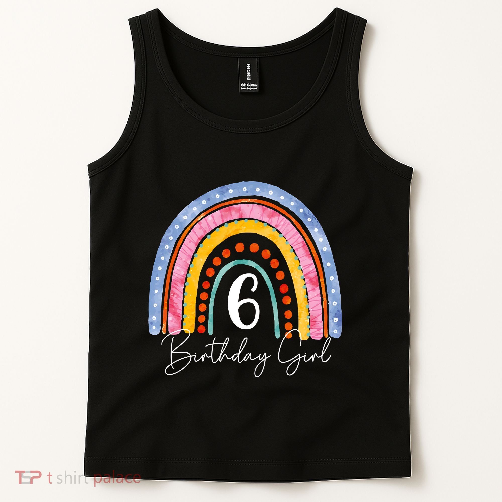 6th Birthday For Girl Rainbow 6 Year Old Birthday Tank Top