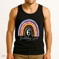 6th Birthday For Girl Rainbow 6 Year Old Birthday Tank Top thumb 3