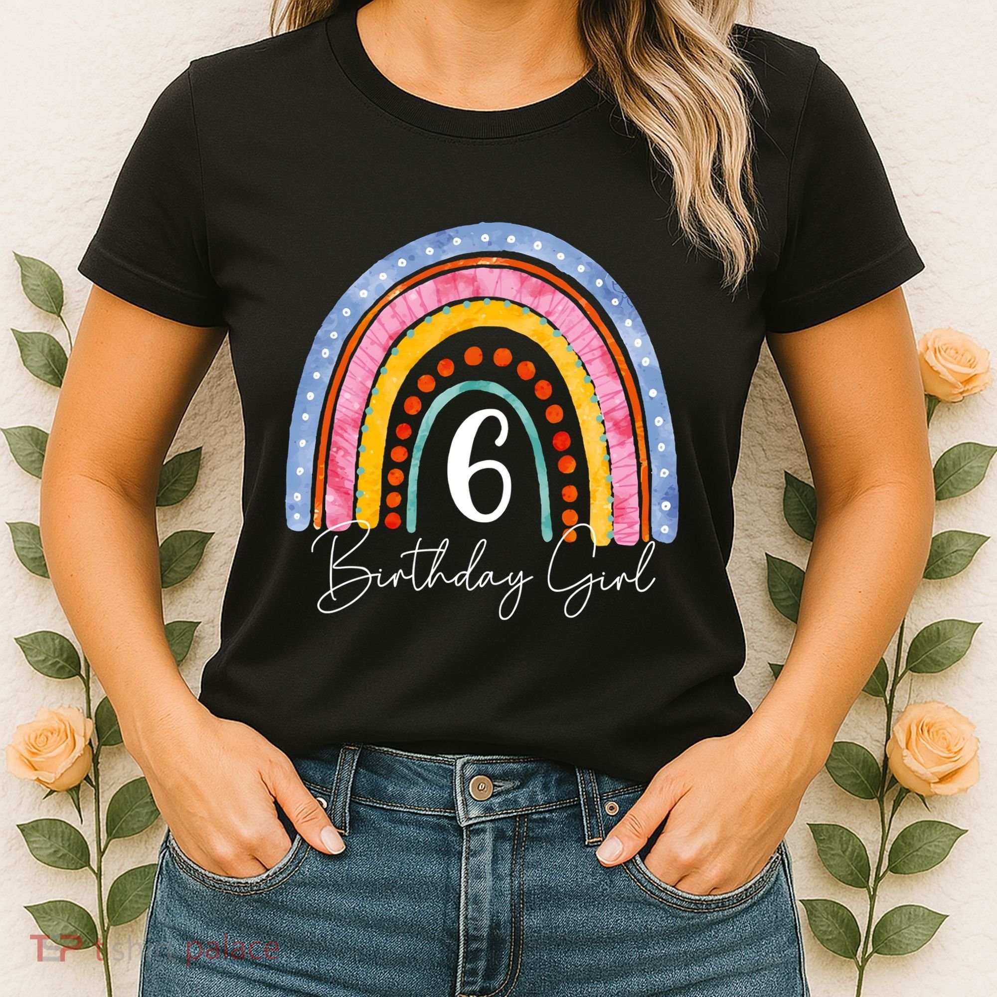6th Birthday For Girl Rainbow 6 Year Old Birthday Women's T-Shirt