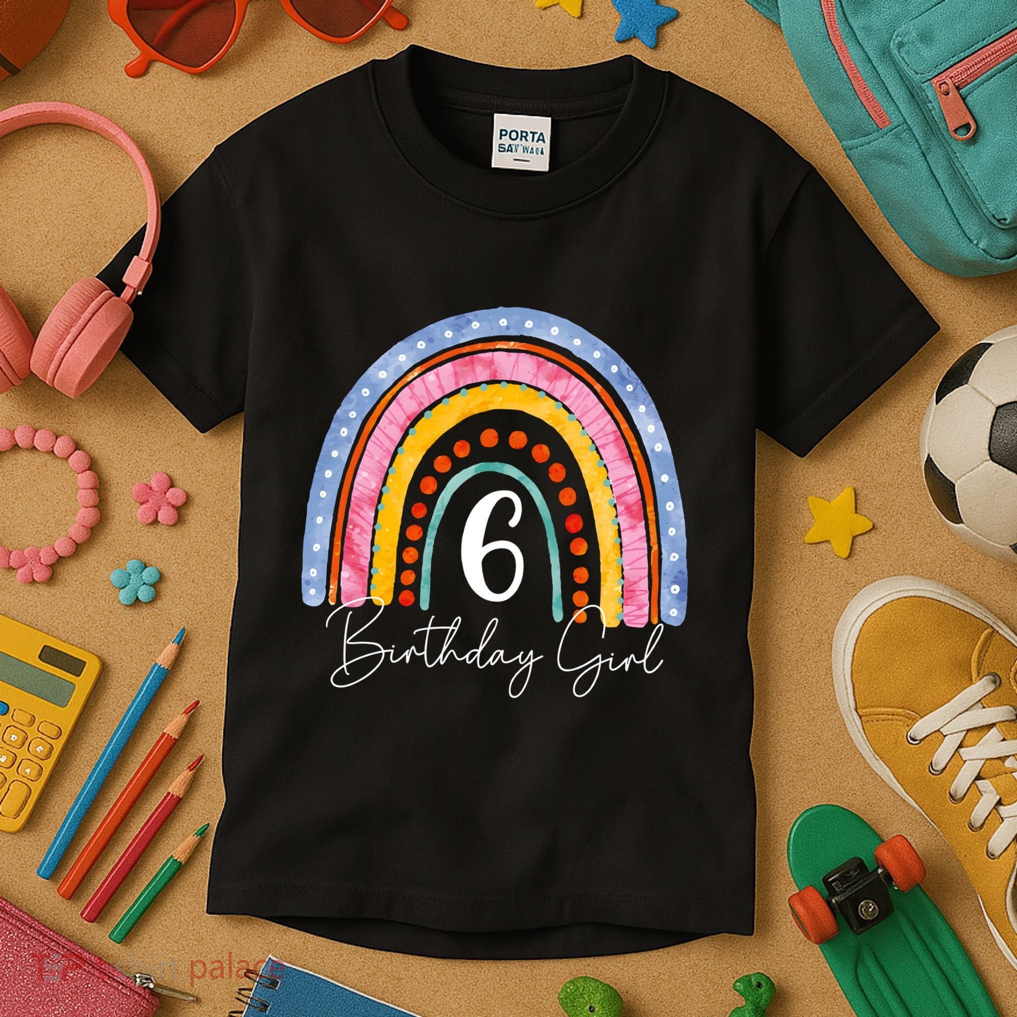 6th Birthday For Girl Rainbow 6 Year Old Birthday Kids T-Shirt